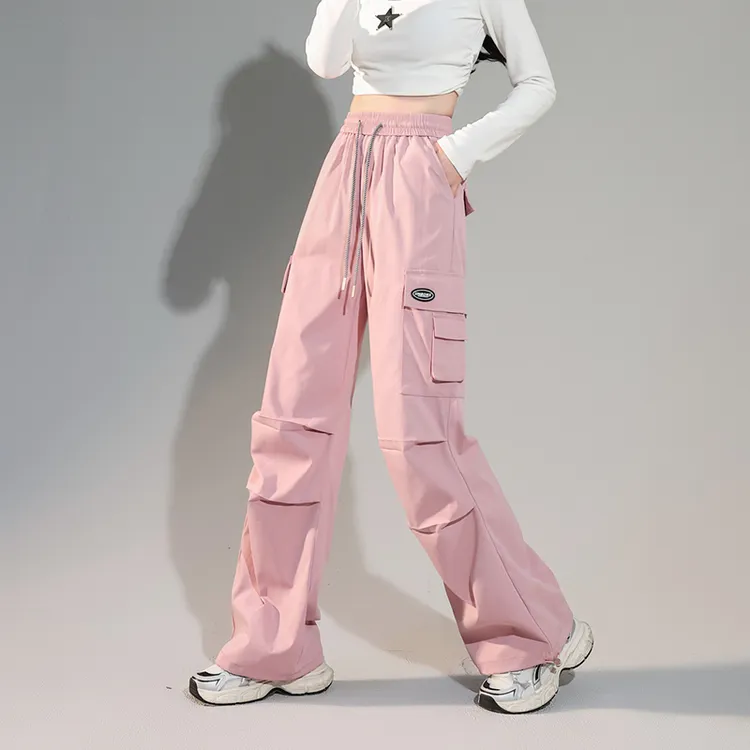 高街美式复古潮酷工装裤女春夏薄款速干跳舞运动裤宽松BF风休闲裤