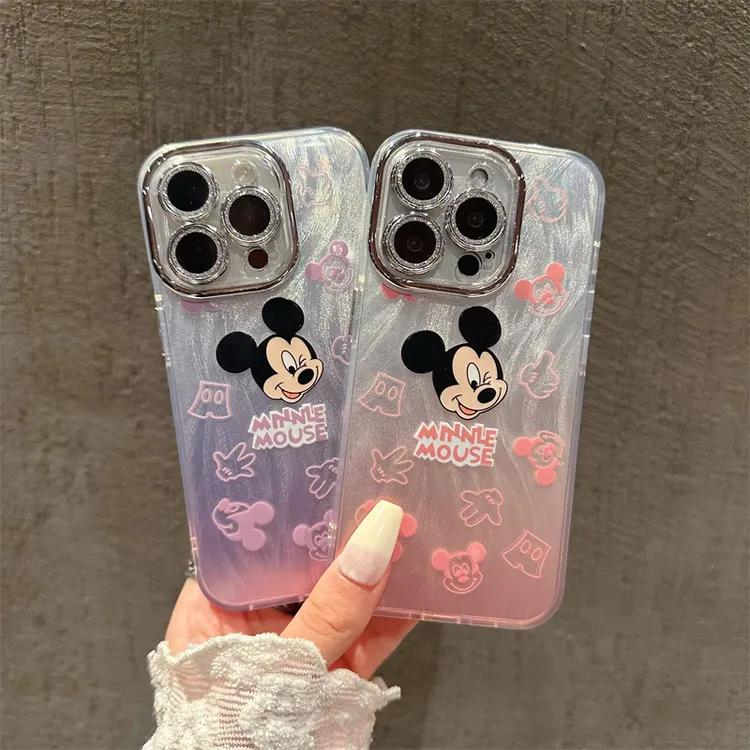 适用于苹果16PROMAX华为PURA70红米K70创意渐变米奇ins小众手机壳