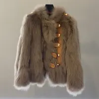 蒋小果狐狸毛皮草外套女中长款2025新海宁韩版排扣立领冬季21531