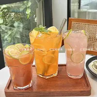 网红ins风餐厅超大容量玻璃杯 500ml杯子饮料杯水果茶杯 莫吉托杯