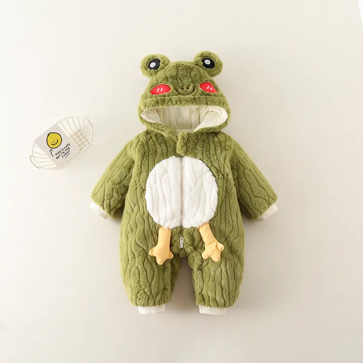 贝乐咿婴儿衣服外出加绒夹棉保暖宝宝婴儿衣服背带裤连体衣秋冬款