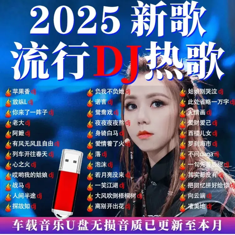 2025新款车载u盘流行dj劲爆嗨曲抖音热门网红DJ新歌全中文无损u盘