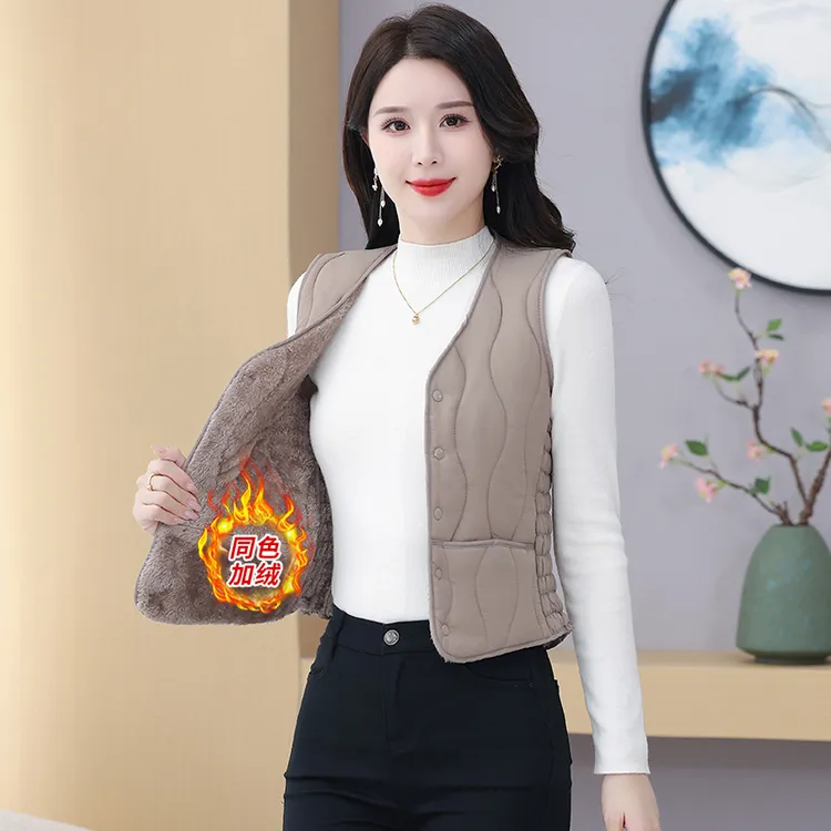 2024秋冬新款棉马甲女士加绒加厚大码坎肩中老年内穿保暖棉服背心