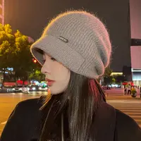 2024新款帽子女秋冬款针织帽百搭加厚保暖毛线帽时尚护耳包头帽潮