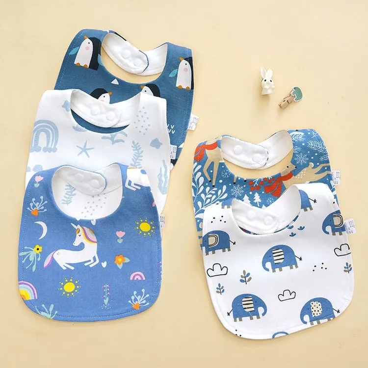 婴儿棉布围脖新生儿围嘴口水防水吐奶围兜男女吃饭宝宝秋冬厚款