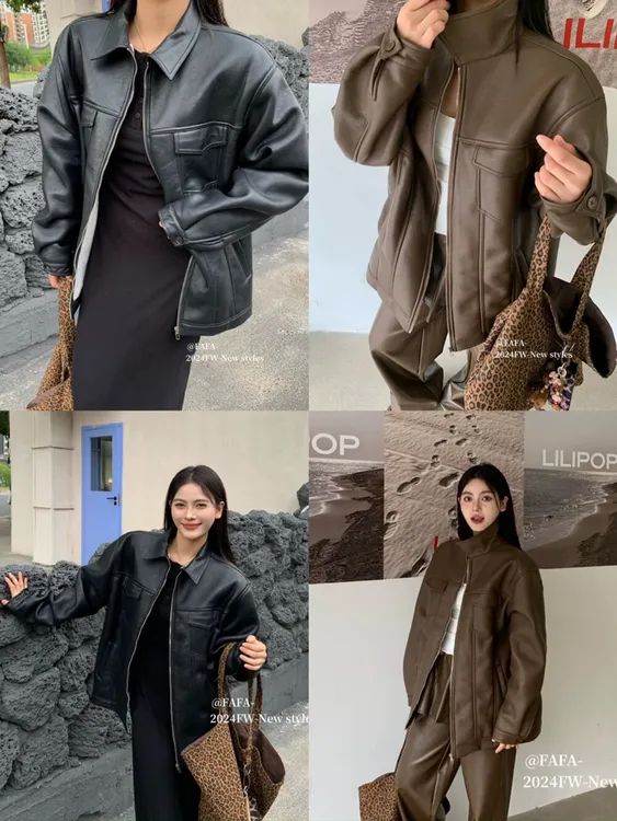 FAFA正品冬季韩系潮流加绒厚款pu皮衣外套女长袖百搭立领夹克女