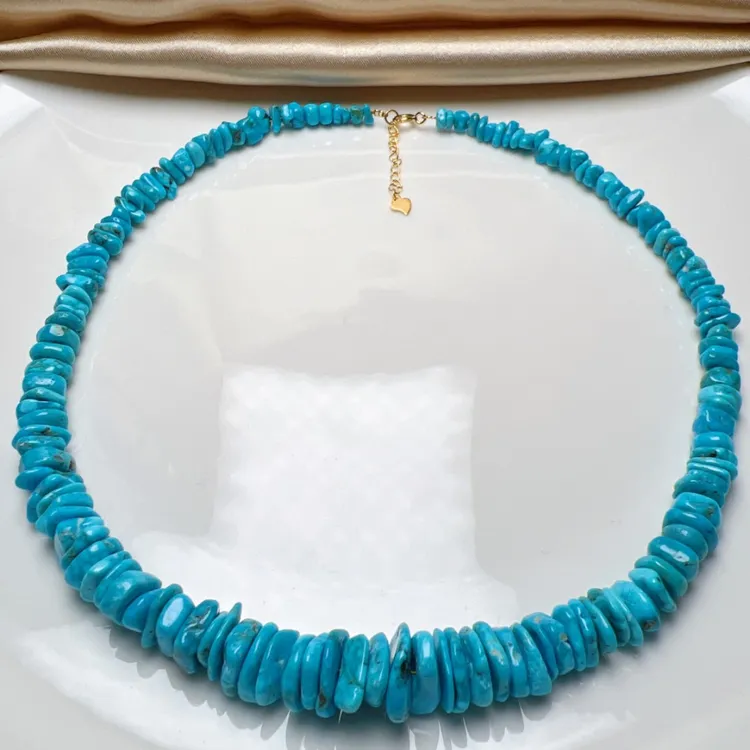 【大亿珠宝】天然绿松石项链玉化随形巴洛克籽料大气时尚精美锁骨链