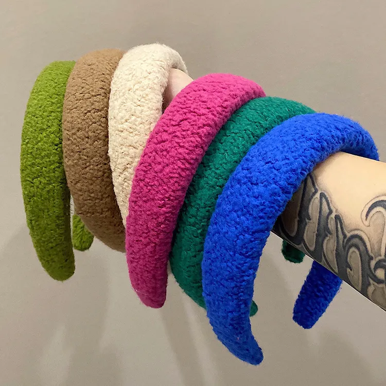 韩版羊羔毛宽边海绵发箍女秋冬高颅顶压发毛绒头箍发卡美少女头饰