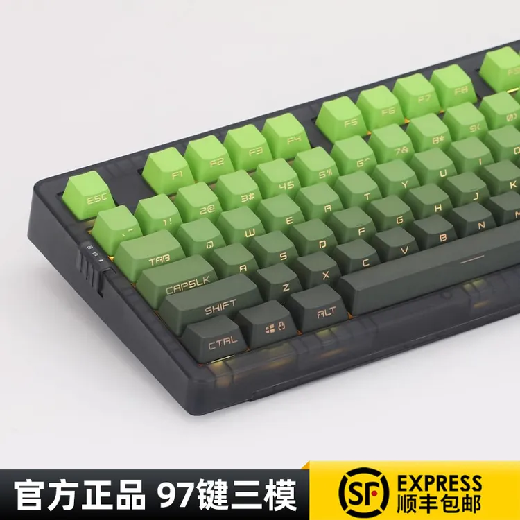 佐赫zh980墨竹侧刻有线蓝牙无线机械键盘客制化女生办公青轴键盘