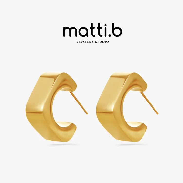 钛钢耳饰 气质复古港风几何小方块耳钉女士时尚个性小众耳环1523