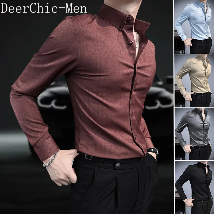 极简风衬衣男款长袖秋季新款男装2025年帅气潮牌纯色衬衣男士上衣