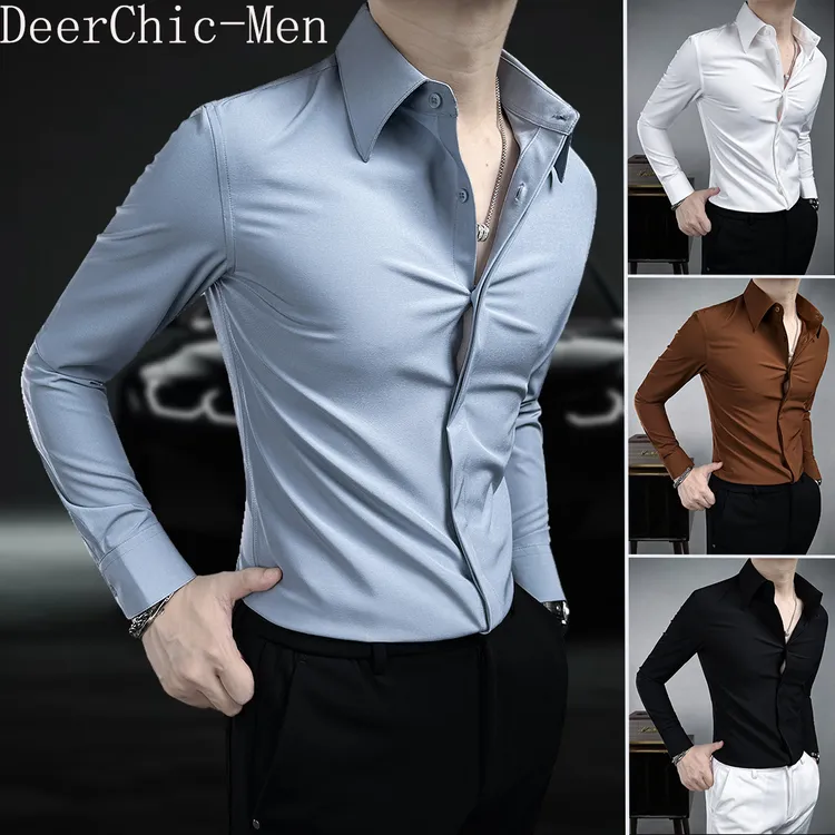 职业装衬衫男款长袖秋季爆款2025新款修身高级感通勤纯色男士衬衣