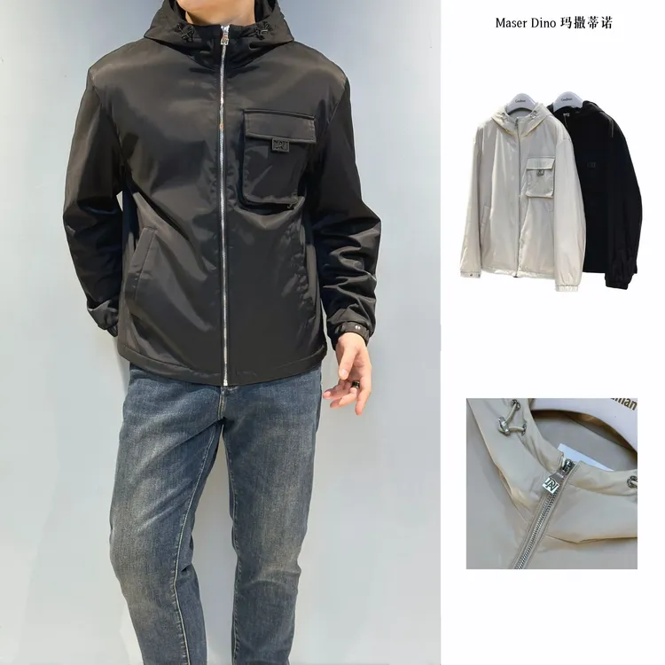 36083 玛撒蒂诺/24秋冬新款男士定制面料连帽棉衣夹克休闲外套