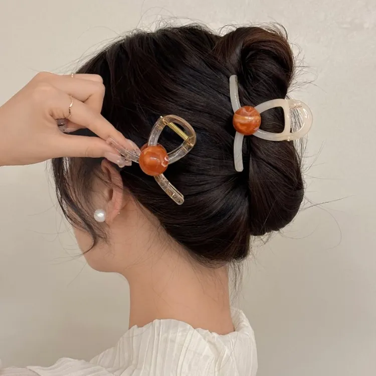非金属亚克力发饰 中号果冻珠珠发夹后脑勺气质抓夹鲨鱼夹子头饰
