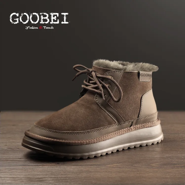 2025冬新款潮流马丁靴加绒加厚保暖隔凉棉鞋翻毛皮全羊毛雪地靴男
