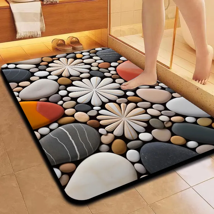 硅藻泥5D立体吸水防滑脚垫家用卧室卫生间洗手台浴室入户门垫门厅