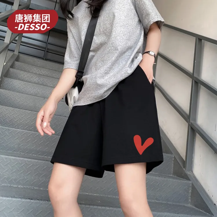 唐狮集团DESSO爱心短裤女款夏季2025新款运动休闲美式女生五分裤