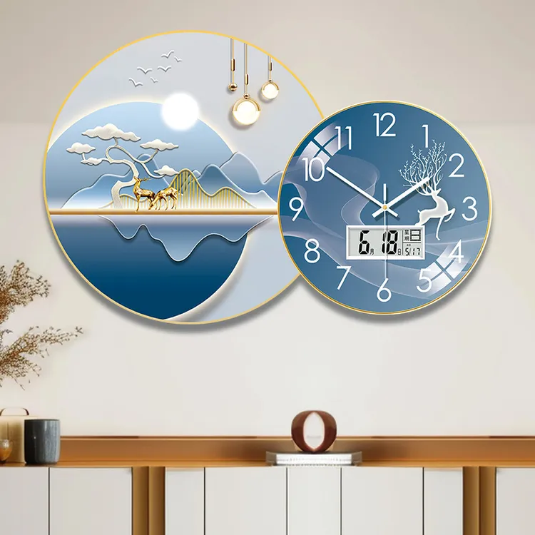 免打孔钟表挂钟客厅网红款家用个性创意轻奢餐厅静音时钟挂墙挂表