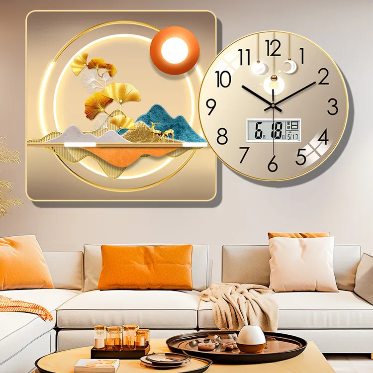 新款钟表挂钟客厅墙上时尚现代餐厅墙壁装饰静音石英时钟挂画挂表