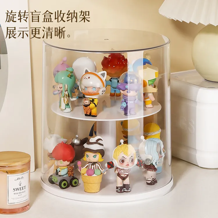 旋转盲盒收纳展示架多层手办展示柜防尘亚克力展示盒家用透明陈列