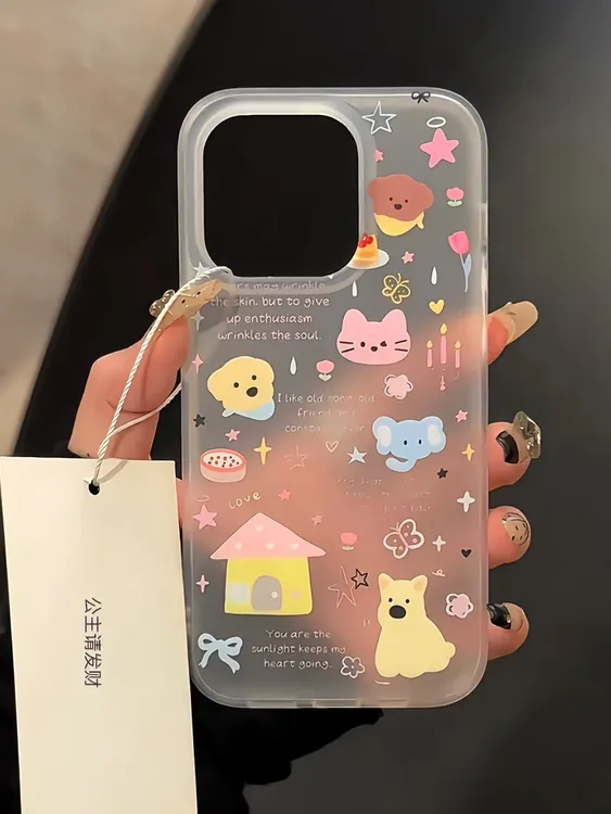 ins可爱英文小狗iPhone15promax苹果13透明11/14磨砂12小众XSXR软