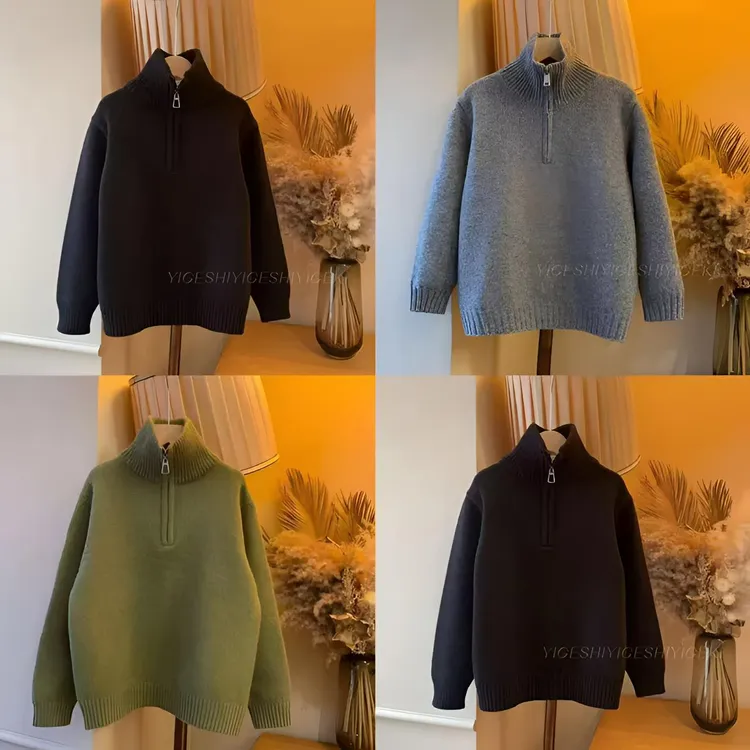 2026年秋冬新款儿童针织撞色毛衣休闲韩版男童长袖冬款韩版毛衣