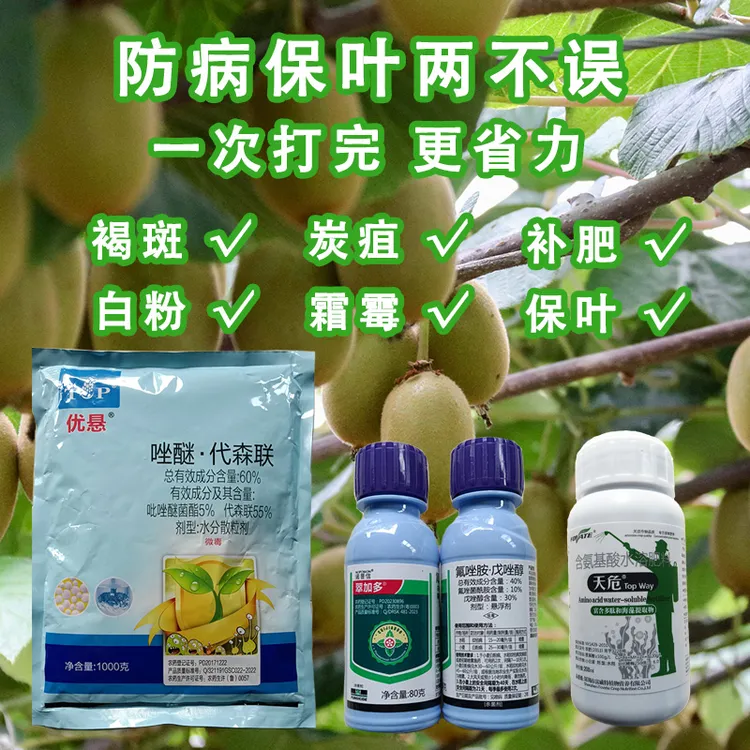 猕猴桃保叶 炭疽病褐斑病白粉病落叶防治杀菌剂果树用