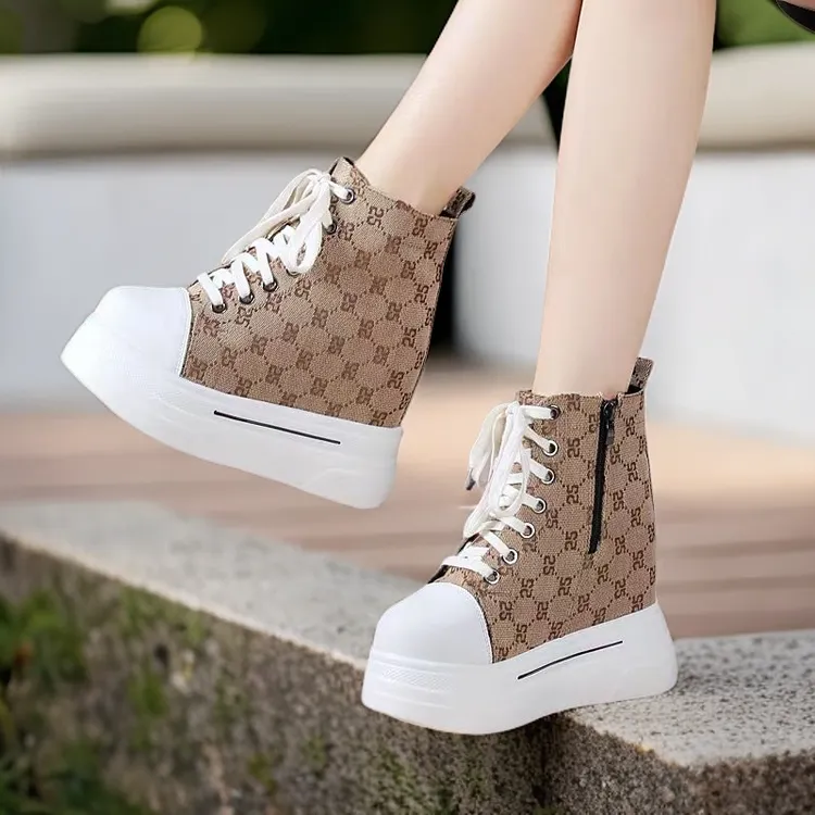 小个子隐形增高14CM帆布短靴高端定制马丁靴原创防滑系带经典鞋子