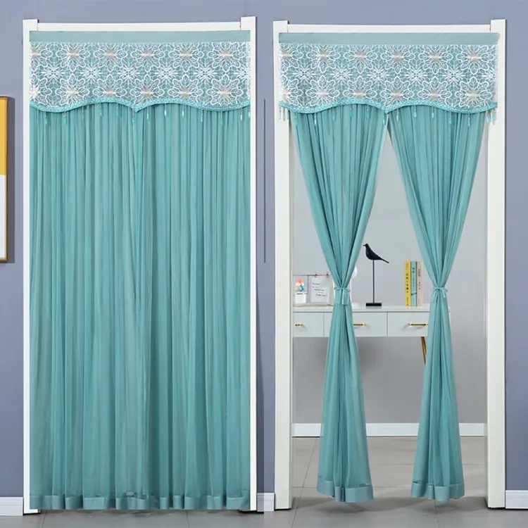 【贵妃】免打孔安装门帘夏季防蚊蝇门帘三层四季门帘客厅蕾丝纱帘子