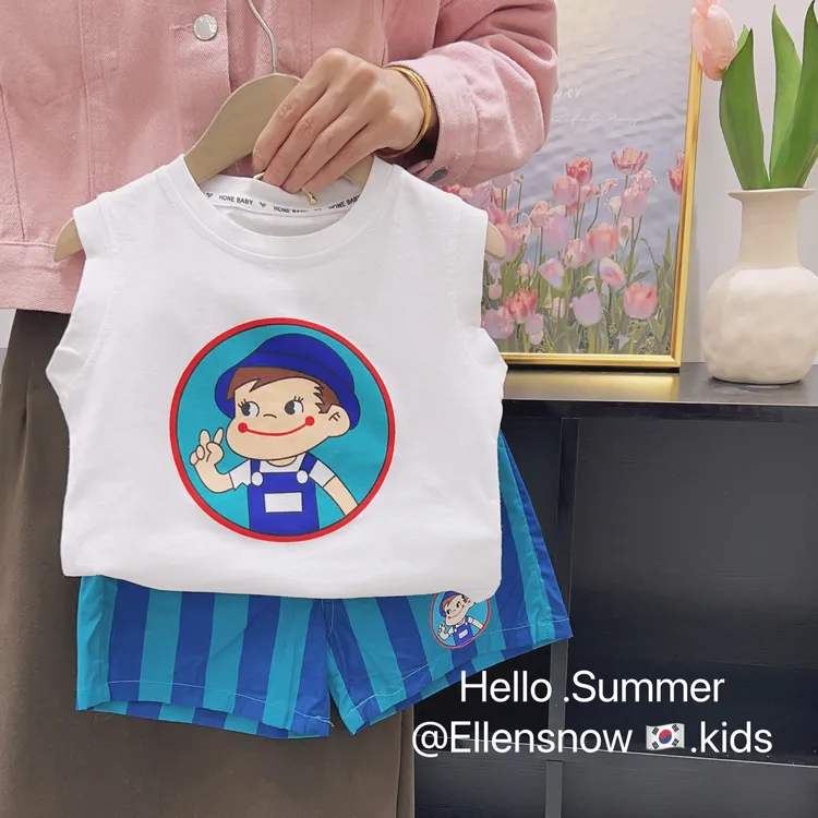 儿童不二潮童背心套装2025夏季新款韩版男童中小童宝宝无袖两件套