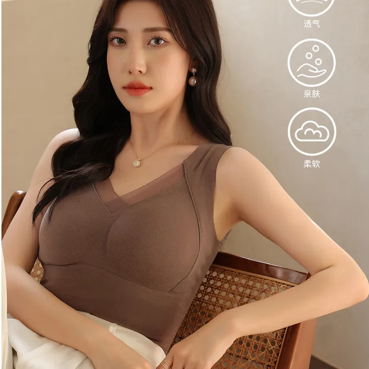 固定杯秋冬必备保暖遮副乳防走光热八度海姆石墨烯背心8803暖背