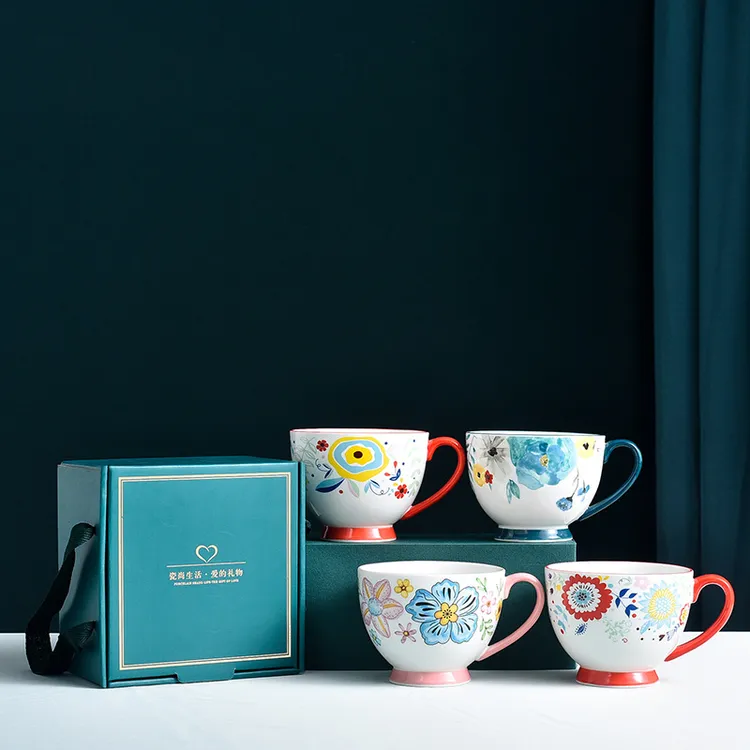 大容量陶瓷杯子家用早餐杯咖啡杯开业活动套装伴手礼马克杯礼盒装