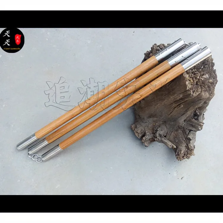 实木三节棍槐木三截棍武术棍不锈钢棍环软兵器