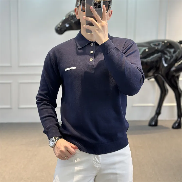 古帝特尼-秋冬新款高奢男士绵羊毛亲肤柔感半拉链翻领毛衫S-6650