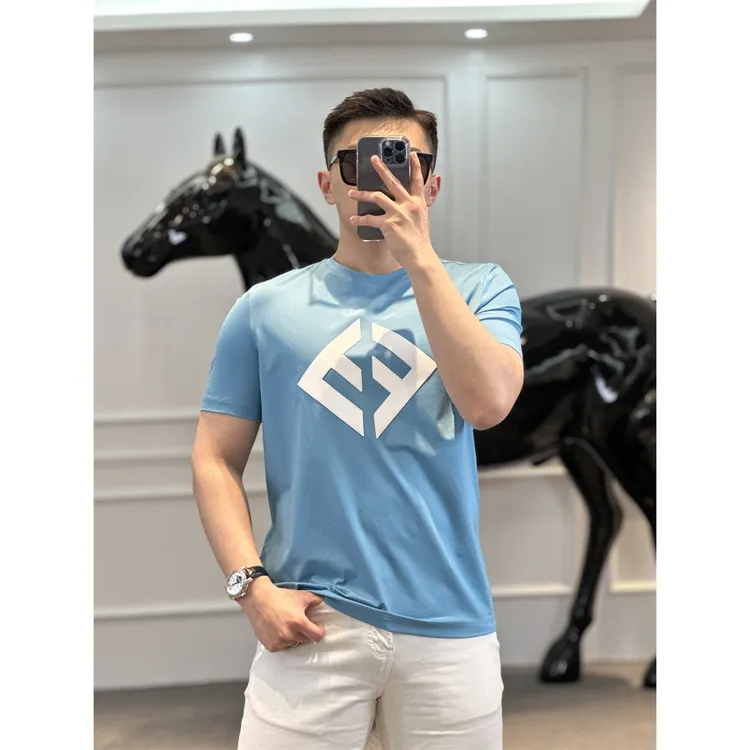 <古帝特尼>春夏新款男士潮流欧货时尚修身胶印圆领短袖Z-36676