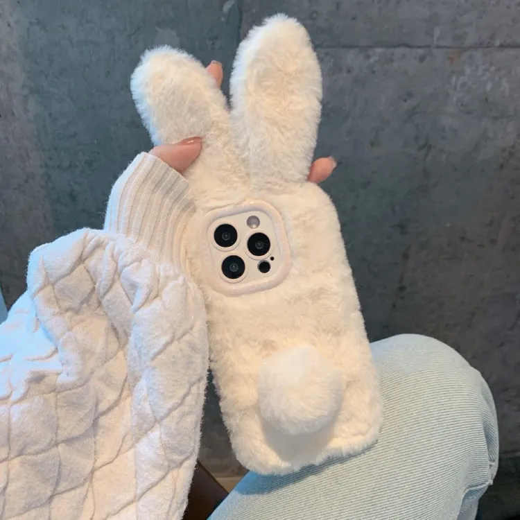 ins可爱米色卡通兔适用11苹果15ProMax手机壳iPhone12全包14/16女