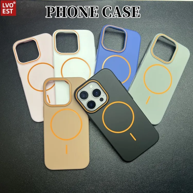 LVOEST适用于苹果16promax手机壳简约奢华磨砂磁吸iPhone15保护套