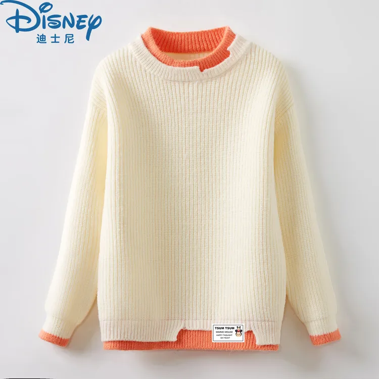 女童毛衣双领2号加绒加厚秋冬季中大儿童圆领套头保暖毛衫