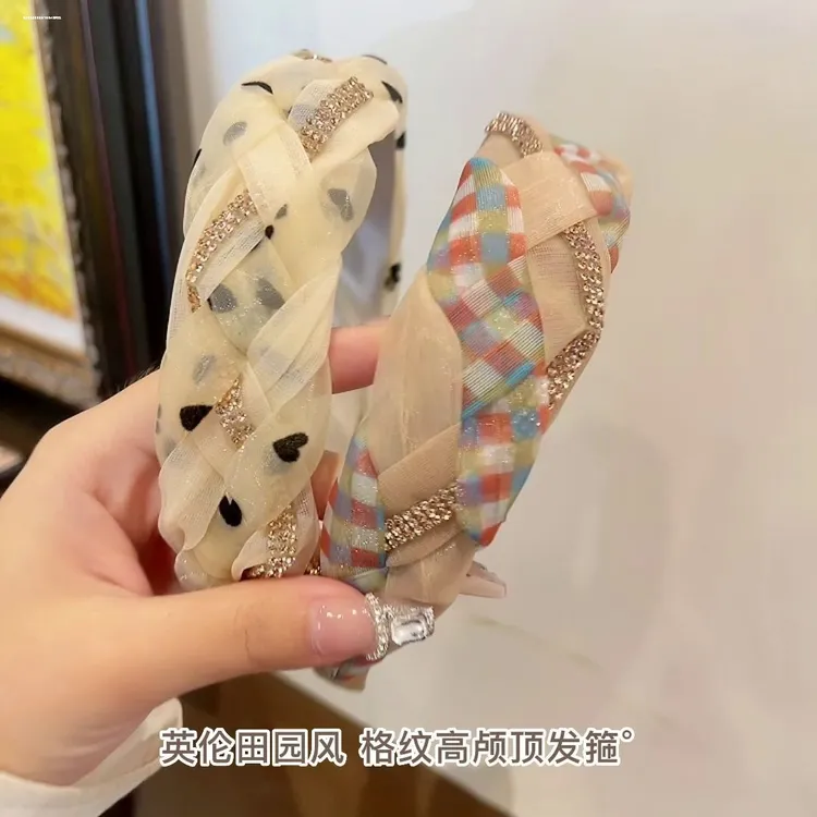 网纱发箍宽边高颅顶2025女头饰气质外出压发日韩法式编织