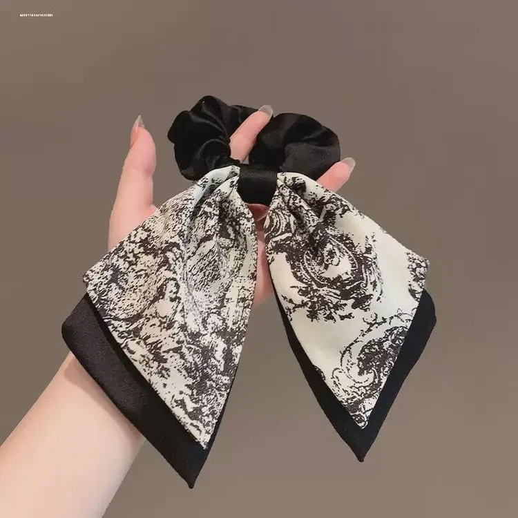 蝴蝶结飘带发圈森系碎花头饰发绳高颜值皮筋女大人扎头大肠圈发饰