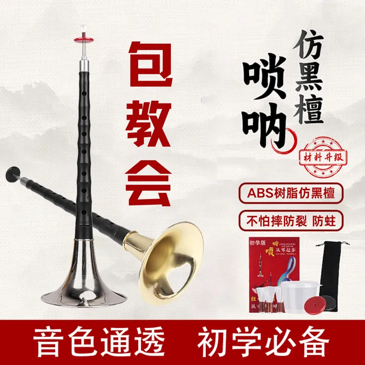 专业演奏仿黑檀唢呐乐器全套D调成人初学者入门小号喇叭哨片配件