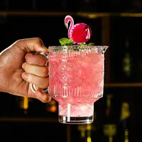 INS大容量耐热玻璃杯超大容量可叠果茶杯带把饮品杯果汁杯