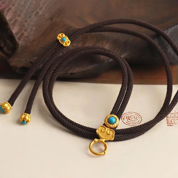 铜合金吊坠 龙虾扣金色挂绳吊坠古法万能链圆环开口扣可调节百搭