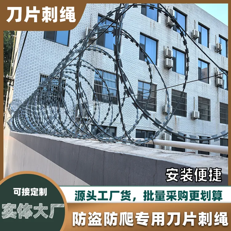 热镀锌刀片刺绳防盗防爬带刺铁丝网带刺围墙防护网不锈钢铁丝围网