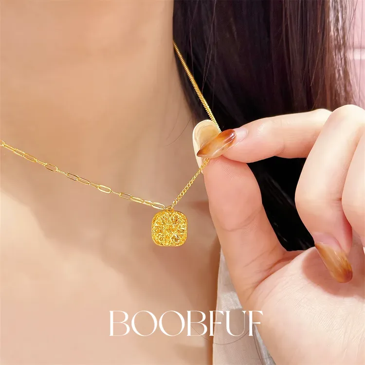 铜合金项链 花丝小方糖项链女轻奢百搭高级感锁骨链简约精致项链