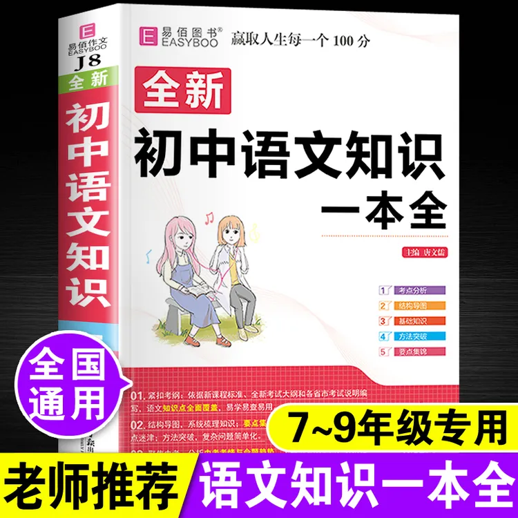 初中生语文知识一本全七八九年级基础知识大全集锦中考总复习资料