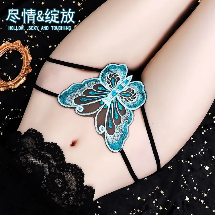 精致刺绣大蝴蝶性感内裤大码镂空轻薄网纱蕾丝内裤无痕女士内裤