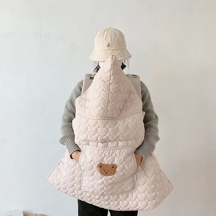 韩国婴儿披风宝宝推车挡风盖毯加绒加厚保暖防风秋冬外出腰凳斗篷