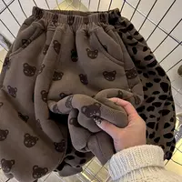 加厚加绒儿童幼童裤子冬季小熊韩版男女宝宝贝贝绒保暖哈伦束脚裤