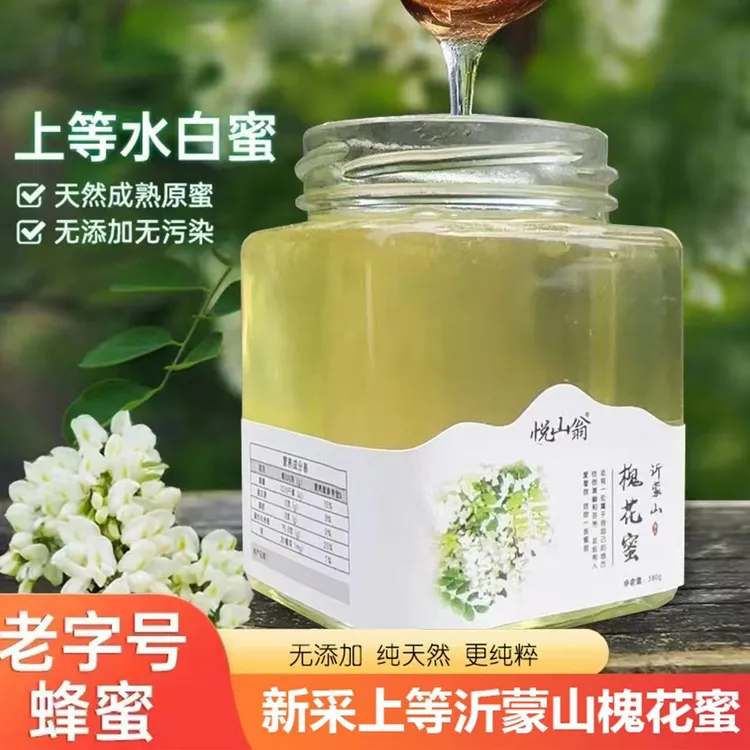 悦山翁沂蒙山水白洋槐蜜380g 玻璃瓶传统天然成熟